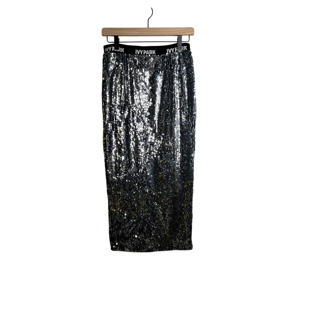 Ivy Park Small Silver Sequin Two Piece Set Crop Top Midi Skirt Beyonce - Picture 8 of 8